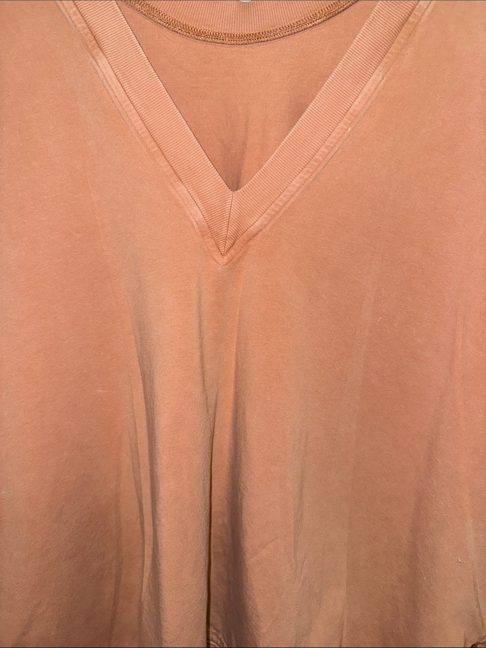 FP Movement by Free People Oversized V-Neck Short Sleeve Top in Dusty Peach - Picture 4 of 6